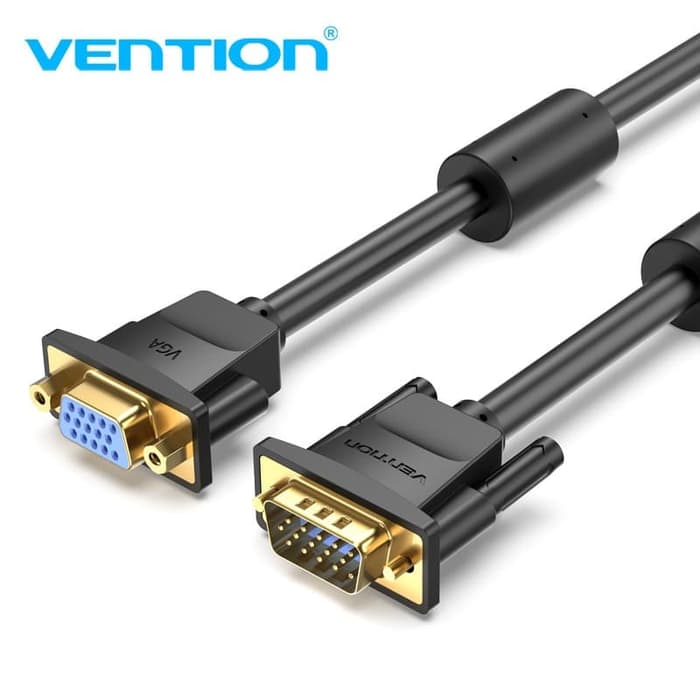 VGA Cable Extension 3+6 with Ferrite Core PVC Black