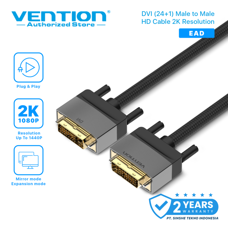 Vention Kabel DVI-D 24+1 Male to Male DualLink Cotton Braided