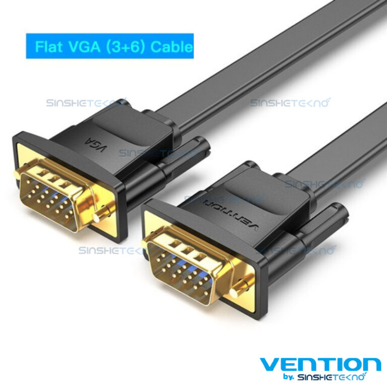 VGA Cable High Grade 3+6 with Ferrite Core PVC Black Flat Type