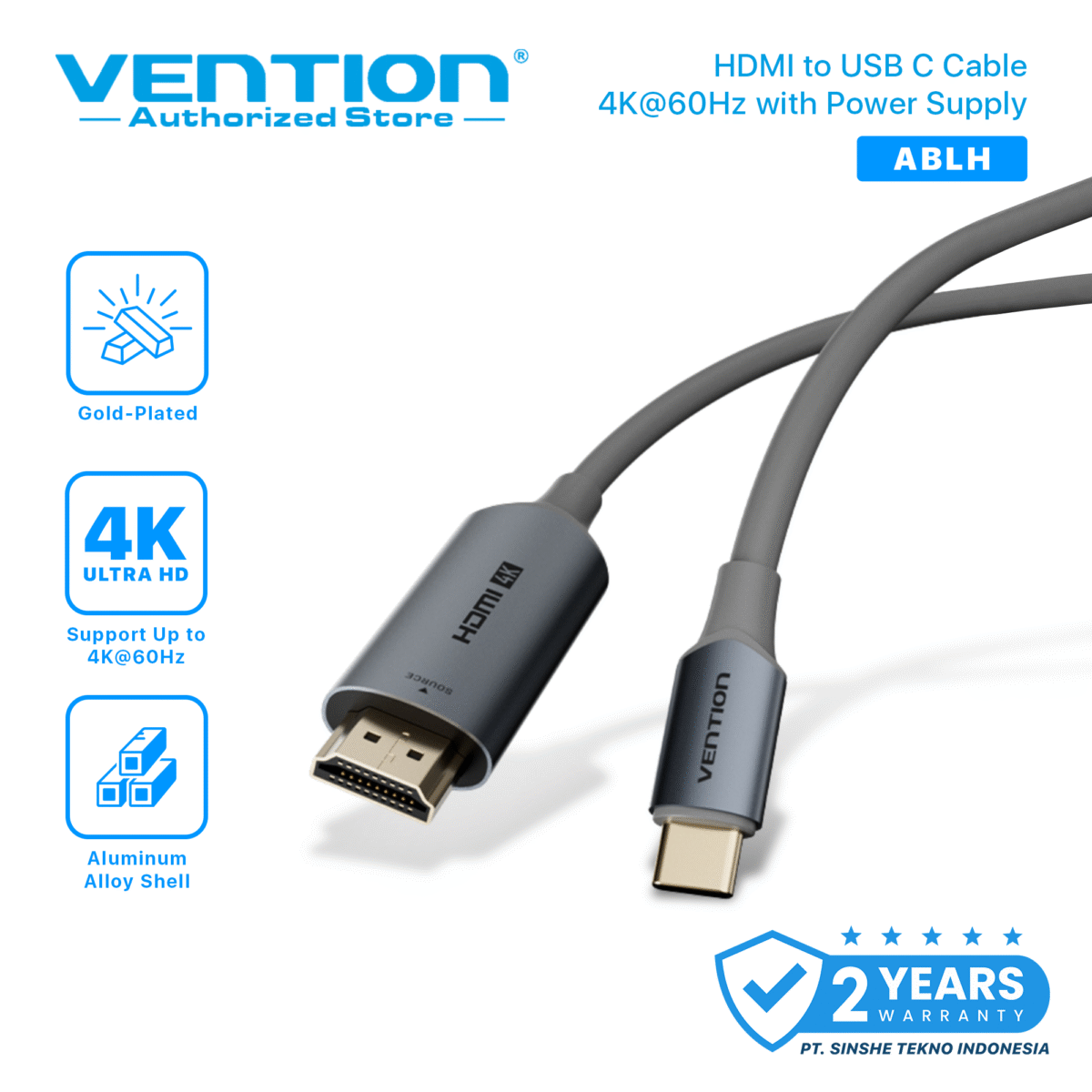 Vention Kabel HDMI to USB-C 4K HDR 60Hz Power Support Mirror & Extend Mode