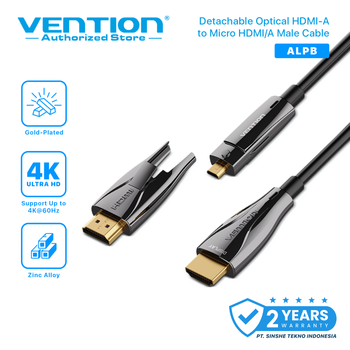 Vention Kabel HDMI Optical Fiber Optik 4K Detachable Micro HDMI to HDMI HDCP 2.2